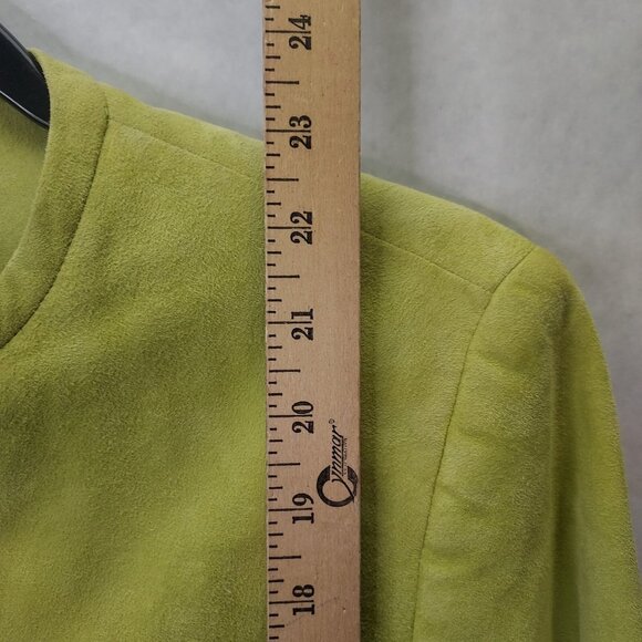 Jones New York Signature Suede Jacket Women's Sz 10 Olive Green Button Up Coat - Picture 11 of 13